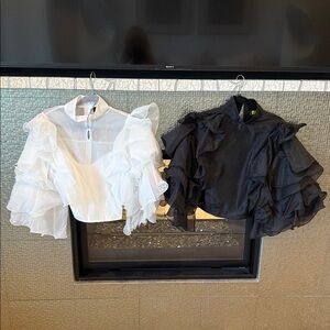 Chic Ruffled Blouse  - Black or White